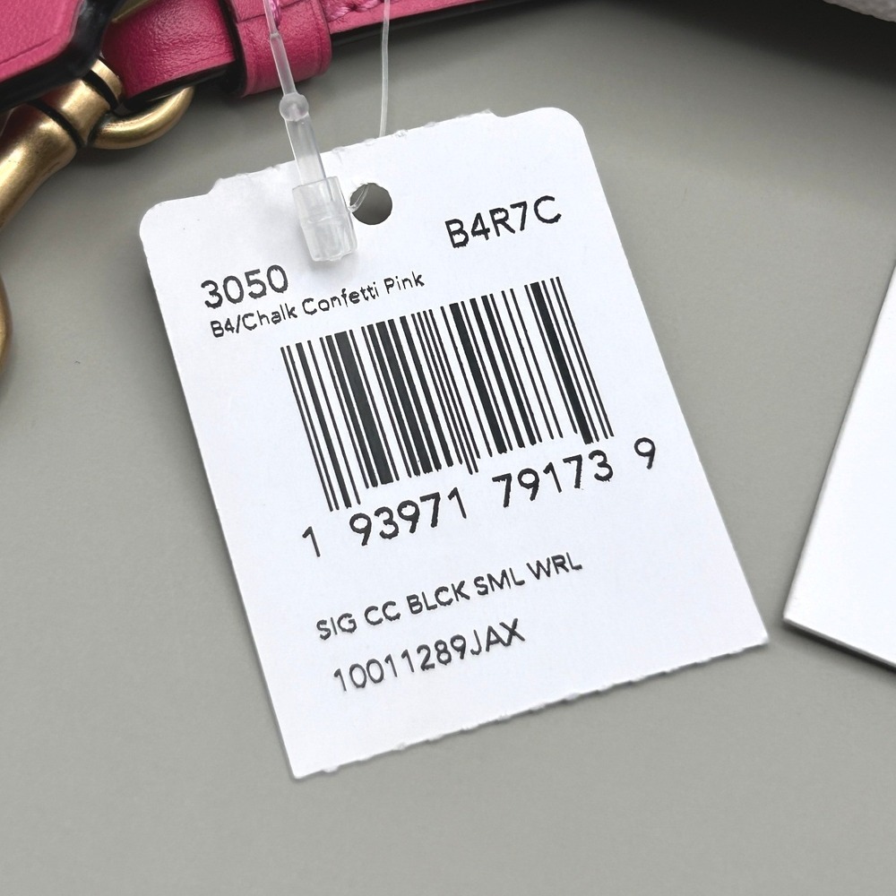 Coach Large Wristlet Signature Canvas Chalk Confetti Pink 3050 Brass Hardware - Picture 14 of 14